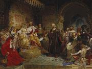 Emanuel Leutze Columbus before the Queen Sweden oil painting artist